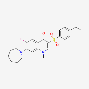 molecular formula C24H27FN2O3S B2629739 7-azepan-1-yl-3-[(4-ethylphenyl)sulfonyl]-6-fluoro-1-methylquinolin-4(1H)-one CAS No. 892769-06-1