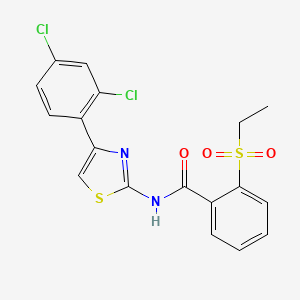molecular formula C18H14Cl2N2O3S2 B2629740 N-(4-(2,4-dichlorophenyl)thiazol-2-yl)-2-(ethylsulfonyl)benzamide CAS No. 898422-95-2