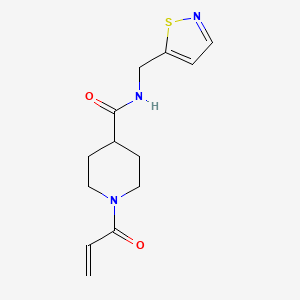 molecular formula C13H17N3O2S B2629744 1-Prop-2-enoyl-N-(1,2-thiazol-5-ylmethyl)piperidine-4-carboxamide CAS No. 2361735-69-3