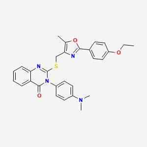 molecular formula C29H28N4O3S B2629746 3-(4-(dimethylamino)phenyl)-2-(((2-(4-ethoxyphenyl)-5-methyloxazol-4-yl)methyl)thio)quinazolin-4(3H)-one CAS No. 1114878-80-6