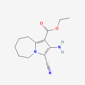 molecular formula C13H17N3O2 B2629747 ethyl 2-amino-3-cyano-6,7,8,9-tetrahydro-5H-pyrrolo[1,2-a]azepine-1-carboxylate CAS No. 178306-96-2