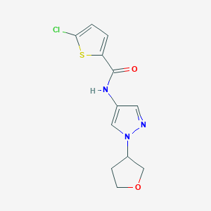 molecular formula C12H12ClN3O2S B2629748 5-chloro-N-(1-(tetrahydrofuran-3-yl)-1H-pyrazol-4-yl)thiophene-2-carboxamide CAS No. 1797158-60-1
