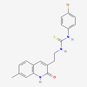 molecular formula C19H18BrN3OS B2629750 1-(4-Bromophenyl)-3-(2-(7-methyl-2-oxo-1,2-dihydroquinolin-3-yl)ethyl)thiourea CAS No. 887891-59-0
