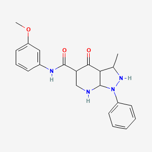 molecular formula C21H18N4O3 B2629751 N-(3-methoxyphenyl)-3-methyl-4-oxo-1-phenyl-1H,4H,7H-pyrazolo[3,4-b]pyridine-5-carboxamide CAS No. 886902-68-7