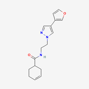 molecular formula C16H19N3O2 B2629753 N-(2-(4-(furan-3-yl)-1H-pyrazol-1-yl)ethyl)cyclohex-3-enecarboxamide CAS No. 2034376-54-8