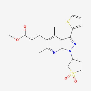 molecular formula C20H23N3O4S2 B2629760 methyl 3-(1-(1,1-dioxidotetrahydrothiophen-3-yl)-4,6-dimethyl-3-(thiophen-2-yl)-1H-pyrazolo[3,4-b]pyridin-5-yl)propanoate CAS No. 1040638-12-7