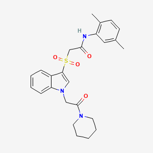 molecular formula C25H29N3O4S B2629761 N-(2,5-dimethylphenyl)-2-((1-(2-oxo-2-(piperidin-1-yl)ethyl)-1H-indol-3-yl)sulfonyl)acetamide CAS No. 878058-62-9