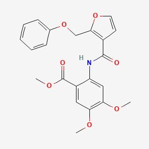 molecular formula C22H21NO7 B2629770 Methyl 4,5-dimethoxy-2-(2-(phenoxymethyl)furan-3-carboxamido)benzoate CAS No. 890613-33-9