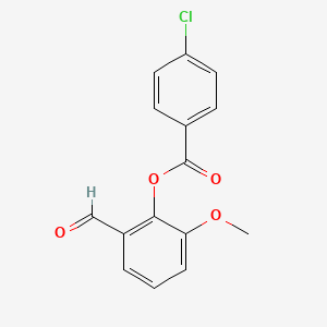 molecular formula C15H11ClO4 B2629774 2-Formyl-6-methoxyphenyl 4-chlorobenzoate CAS No. 431980-24-4