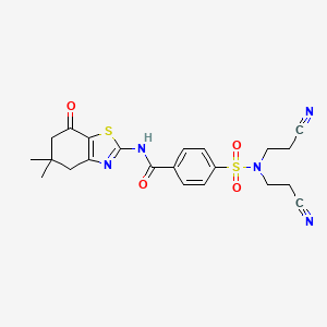 molecular formula C22H23N5O4S2 B2629775 4-[bis(2-cyanoethyl)sulfamoyl]-N-(5,5-dimethyl-7-oxo-4,5,6,7-tetrahydro-1,3-benzothiazol-2-yl)benzamide CAS No. 313405-05-9