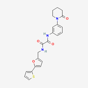 molecular formula C22H21N3O4S B2629780 N'-[3-(2-oxopiperidin-1-yl)phenyl]-N-{[5-(thiophen-2-yl)furan-2-yl]methyl}ethanediamide CAS No. 2034562-62-2