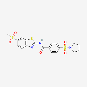 molecular formula C19H19N3O5S3 B2629786 N-(6-(methylsulfonyl)benzo[d]thiazol-2-yl)-4-(pyrrolidin-1-ylsulfonyl)benzamide CAS No. 325746-65-4