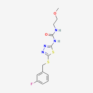 molecular formula C13H15FN4O2S2 B2629798 1-(5-((3-Fluorobenzyl)thio)-1,3,4-thiadiazol-2-yl)-3-(2-methoxyethyl)urea CAS No. 1170912-52-3