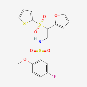 molecular formula C17H16FNO6S3 B2629799 5-fluoro-N-[2-(2-furyl)-2-(2-thienylsulfonyl)ethyl]-2-methoxybenzenesulfonamide CAS No. 877817-09-9