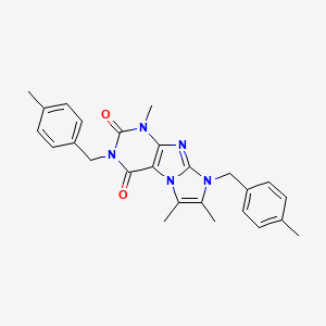 molecular formula C26H27N5O2 B2629800 1,6,7-三甲基-3,8-双(4-甲基苄基)-1H-咪唑并[2,1-f]嘌呤-2,4(3H,8H)-二酮 CAS No. 899727-87-8