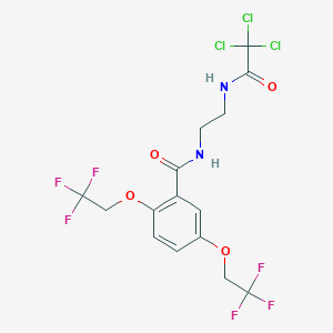 molecular formula C15H13Cl3F6N2O4 B2629804 N-[2-[(2,2,2-trichloroacetyl)amino]ethyl]-2,5-bis(2,2,2-trifluoroethoxy)benzamide CAS No. 338404-74-3