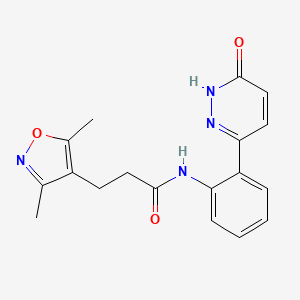 molecular formula C18H18N4O3 B2629807 3-(3,5-dimethylisoxazol-4-yl)-N-(2-(6-oxo-1,6-dihydropyridazin-3-yl)phenyl)propanamide CAS No. 1448129-74-5