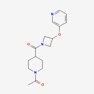 molecular formula C16H21N3O3 B2629818 1-(4-(3-(Pyridin-3-yloxy)azetidine-1-carbonyl)piperidin-1-yl)ethanone CAS No. 1903509-98-7