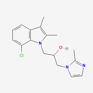 molecular formula C17H20ClN3O B2629820 1-(7-氯-2,3-二甲基-1H-吲哚-1-基)-3-(2-甲基-1H-咪唑-1-基)丙烷-2-醇 CAS No. 942870-20-4