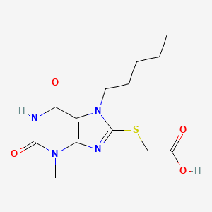 molecular formula C13H18N4O4S B2629823 2-((3-methyl-2,6-dioxo-7-pentyl-2,3,6,7-tetrahydro-1H-purin-8-yl)thio)acetic acid CAS No. 331235-38-2