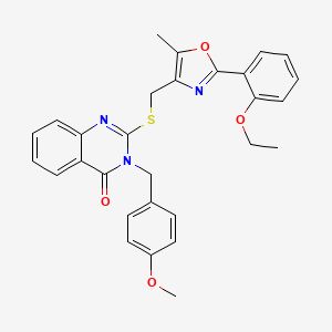 molecular formula C29H27N3O4S B2629832 2-(((2-(2-ethoxyphenyl)-5-methyloxazol-4-yl)methyl)thio)-3-(4-methoxybenzyl)quinazolin-4(3H)-one CAS No. 1114655-15-0