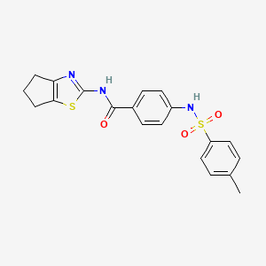 molecular formula C20H19N3O3S2 B2629834 N-(5,6-dihydro-4H-cyclopenta[d][1,3]thiazol-2-yl)-4-[(4-methylphenyl)sulfonylamino]benzamide CAS No. 898411-17-1