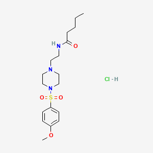 molecular formula C18H30ClN3O4S B2629835 N-(2-(4-((4-methoxyphenyl)sulfonyl)piperazin-1-yl)ethyl)pentanamide hydrochloride CAS No. 1189881-68-2