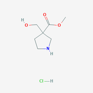 molecular formula C7H14ClNO3 B2629836 Methyl 3-(hydroxymethyl)pyrrolidine-3-carboxylate;hydrochloride CAS No. 2260931-83-5