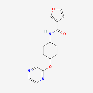 molecular formula C15H17N3O3 B2629841 N-[(1r,4r)-4-(pyrazin-2-yloxy)cyclohexyl]furan-3-carboxamide CAS No. 2034437-45-9