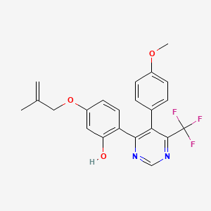 molecular formula C22H19F3N2O3 B2629843 2-(5-(4-Methoxyphenyl)-6-(trifluoromethyl)pyrimidin-4-yl)-5-((2-methylallyl)oxy)phenol CAS No. 898918-97-3