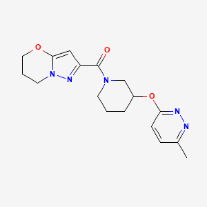 molecular formula C17H21N5O3 B2629852 (6,7-dihydro-5H-pyrazolo[5,1-b][1,3]oxazin-2-yl)(3-((6-methylpyridazin-3-yl)oxy)piperidin-1-yl)methanone CAS No. 2034251-42-6