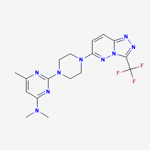 molecular formula C17H20F3N9 B2629854 N,N,6-trimethyl-2-{4-[3-(trifluoromethyl)-[1,2,4]triazolo[4,3-b]pyridazin-6-yl]piperazin-1-yl}pyrimidin-4-amine CAS No. 2415565-06-7