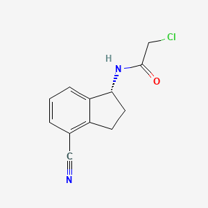 molecular formula C12H11ClN2O B2629871 2-Chloro-N-[(1R)-4-cyano-2,3-dihydro-1H-inden-1-yl]acetamide CAS No. 2411181-39-8