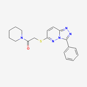 molecular formula C18H19N5OS B2629873 2-({3-phenyl-[1,2,4]triazolo[4,3-b]pyridazin-6-yl}sulfanyl)-1-(piperidin-1-yl)ethan-1-one CAS No. 852372-23-7