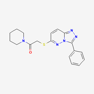 molecular formula C18H19N5OS B2629873 6-[(2-氧代-2-哌啶-1-基乙基)硫代]-3-苯基[1,2,4]三唑并[4,3-b]吡啶嘧啶 CAS No. 852372-23-7