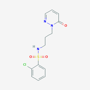 molecular formula C13H14ClN3O3S B2629885 2-chloro-N-(3-(6-oxopyridazin-1(6H)-yl)propyl)benzenesulfonamide CAS No. 1105234-53-4