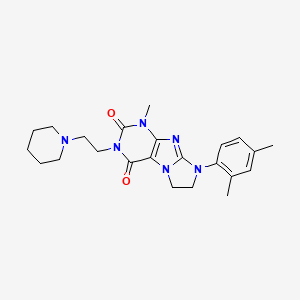 molecular formula C23H30N6O2 B2629886 8-(2,4-dimethylphenyl)-1-methyl-3-[2-(piperidin-1-yl)ethyl]-1H,2H,3H,4H,6H,7H,8H-imidazo[1,2-g]purine-2,4-dione CAS No. 927144-68-1