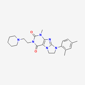 molecular formula C23H30N6O2 B2629886 8-(2,4-Dimethylphenyl)-1-methyl-3-(2-piperidylethyl)-1,3,5-trihydroimidazolidi no[1,2-h]purine-2,4-dione CAS No. 927144-68-1