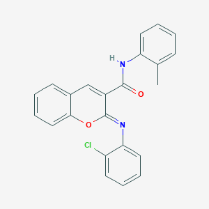 molecular formula C23H17ClN2O2 B2629887 (2Z)-2-[(2-chlorophenyl)imino]-N-(2-methylphenyl)-2H-chromene-3-carboxamide CAS No. 1327182-59-1
