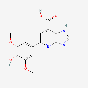 molecular formula C16H15N3O5 B2629888 5-(4-hydroxy-3,5-dimethoxyphenyl)-2-methyl-3H-imidazo[4,5-b]pyridine-7-carboxylic acid CAS No. 1021113-27-8