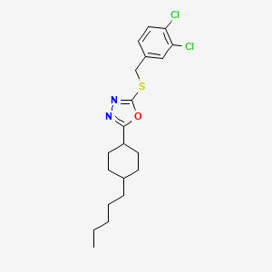 molecular formula C20H26Cl2N2OS B2629897 2-[(3,4-Dichlorobenzyl)sulfanyl]-5-(4-pentylcyclohexyl)-1,3,4-oxadiazole CAS No. 685108-60-5