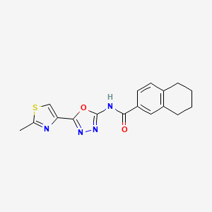 molecular formula C17H16N4O2S B2629898 N-[5-(2-methyl-1,3-thiazol-4-yl)-1,3,4-oxadiazol-2-yl]-5,6,7,8-tetrahydronaphthalene-2-carboxamide CAS No. 1251692-56-4