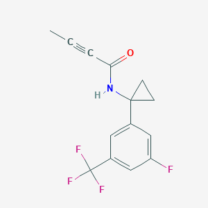 molecular formula C14H11F4NO B2629900 N-[1-[3-Fluoro-5-(trifluoromethyl)phenyl]cyclopropyl]but-2-ynamide CAS No. 1825363-74-3