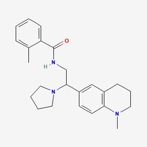 molecular formula C24H31N3O B2629908 2-methyl-N-(2-(1-methyl-1,2,3,4-tetrahydroquinolin-6-yl)-2-(pyrrolidin-1-yl)ethyl)benzamide CAS No. 922112-49-0