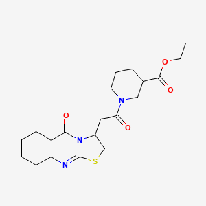 ethyl 1-(2-(5-oxo-3,5,6,7,8,9-hexahydro-2H-thiazolo[2,3-b]quinazolin-3-yl)acetyl)piperidine-3-carboxylate