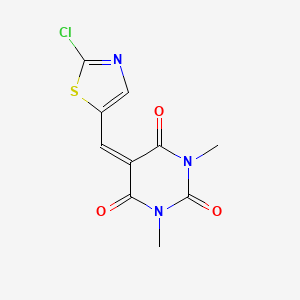 molecular formula C10H8ClN3O3S B2629935 5-[(2-chloro-1,3-thiazol-5-yl)methylene]-1,3-dimethyl-2,4,6(1H,3H,5H)-pyrimidinetrione CAS No. 866050-78-4