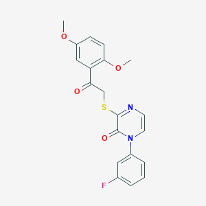 molecular formula C20H17FN2O4S B2629937 3-((2-(2,5-dimethoxyphenyl)-2-oxoethyl)thio)-1-(3-fluorophenyl)pyrazin-2(1H)-one CAS No. 899998-59-5