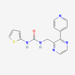 molecular formula C15H13N5OS B2629949 1-((3-(Pyridin-4-yl)pyrazin-2-yl)methyl)-3-(thiophen-2-yl)urea CAS No. 2034499-41-5