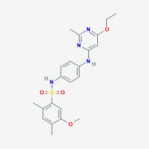 molecular formula C22H26N4O4S B2629952 N-(4-((6-乙氧基-2-甲基嘧啶-4-基)氨基)苯基)-5-甲氧基-2,4-二甲基苯磺酰胺 CAS No. 946201-88-3