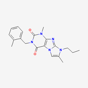 molecular formula C20H23N5O2 B2629955 1,7-dimethyl-3-(2-methylbenzyl)-8-propyl-1H-imidazo[2,1-f]purine-2,4(3H,8H)-dione CAS No. 887463-10-7